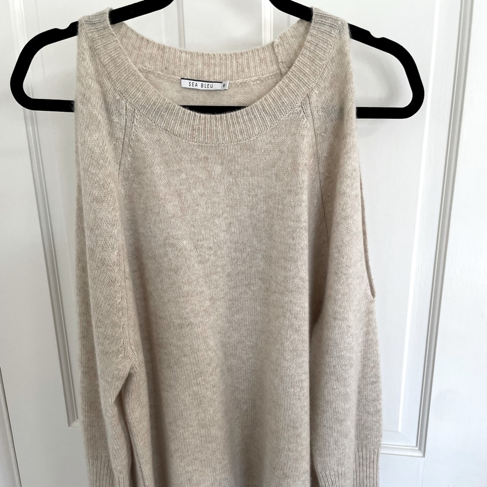 Sea Bleu cold shoulder cashmere sweater